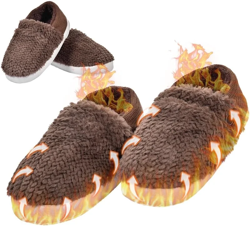 Zapatillas Casa Calefactables Calentador Portátil Lavable Suave — Aquecimento