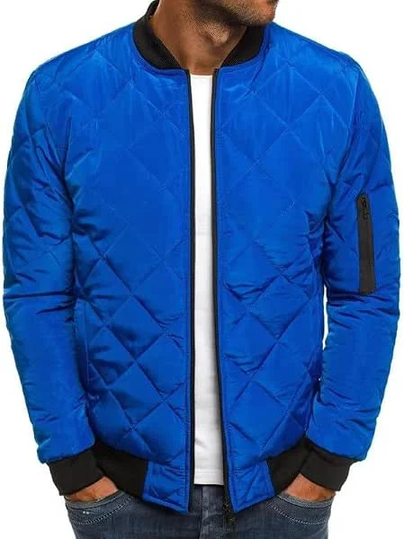 Genérico Casaco de inverno para homem moda parka cor sólida casaco leve fechos de correr casual basebol quente e informal à prova de vento superior folgado e confortável — Roupa aquecida
