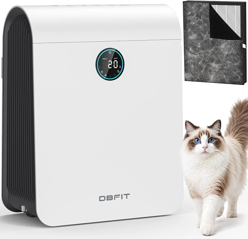 Purificadores de ar para casa, sala grande de até 2500 pés quadrados com sensor de qualidade do ar PM 2.5, purificador de ar HEPA DBFIT H13 com filtro lavável, modo automático — Humidificador