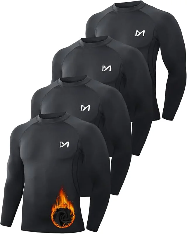 MEETWEE T-shirt de Compressão para Homem, Manga Longa para Desportos, T-Shirt Transpirável de Secagem Rápida para Corrida, Ciclismo, Fitness — Roupa aquecida