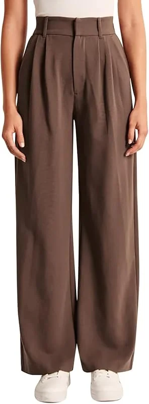 Generisch Pantalones casuales de mujer de pierna ancha de cintura alta como ropa casual con botones a medida con bolsillos prácticos para una elegancia elegante — Roupa aquecida