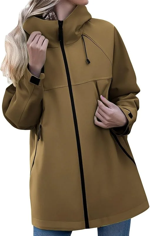 TOFOTL Capa de chuva impermeável casaco mulher entretempo Softshell Gabardina casaco inverno longo desporto Softshell impermeável amarelo mulher — Roupa aquecida