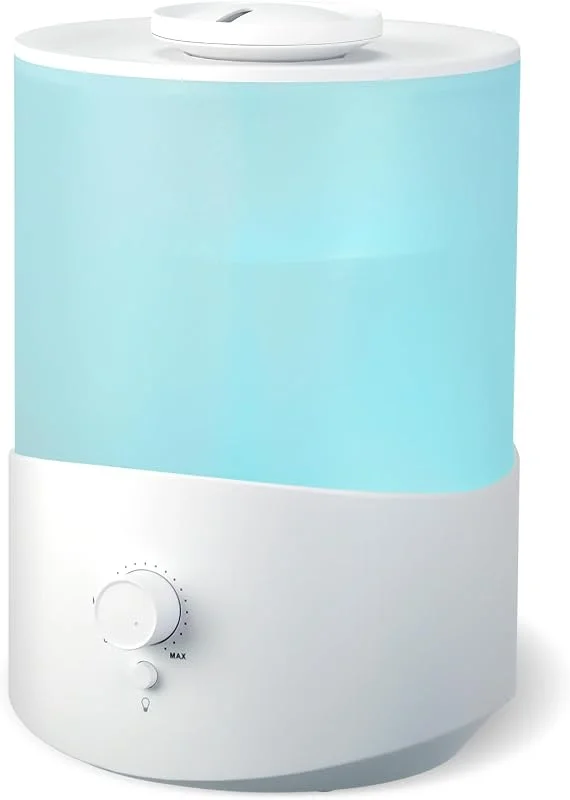 Cozary 2, 5 l Top-Fill humidificador para bebés, difusor de óleos essenciais de 28H, humidificador silencioso de 23 dB com luz de 7 cores, desligamento automático, para bebés e plantas, branco