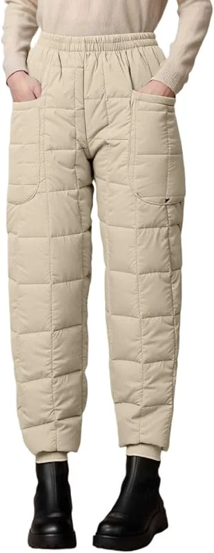 Generisch Pantalones térmicos para mujer, pantalones informales de pierna ancha con cordón, forrados a prueba de viento, estilo de viajero al aire libre, ajuste cómodo para invierno — Cabelo