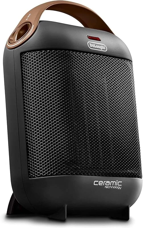 De'Longhi Aquecedor cerâmico HFX30C18.AG, Aquecedor móvel para fornecimento de calor rápido e seletivo, 2 níveis de potência, função anti-gelo, potência de 1800 W, antracite — Aquecimento