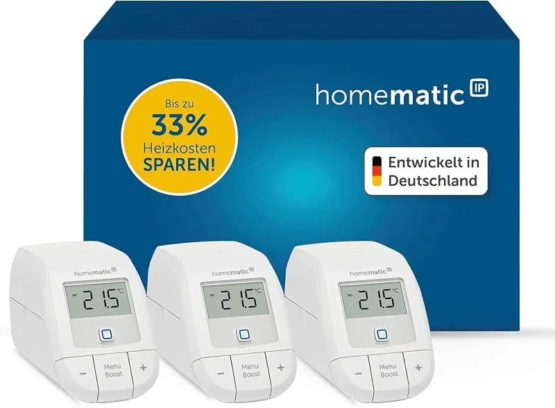 Homematic IP Smart Home 161216A1 Kit de ampliação para aquecimento (3 unidades, termostato digital, controlo através da aplicação, Alexa, Google Assistant, fácil instalação, economia de energia)