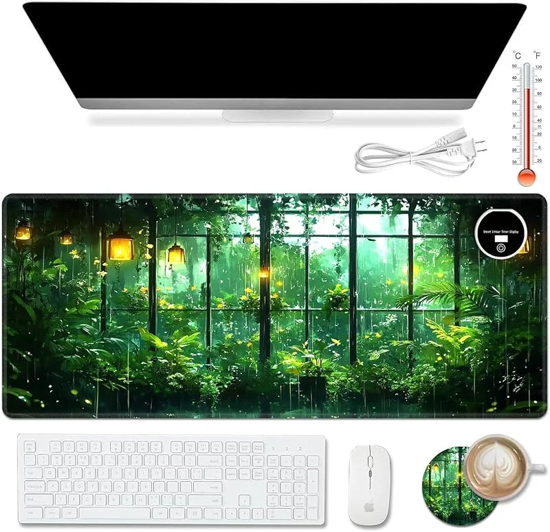 Almohadilla de escritorio cálida, alfombrilla de escritorio con calefacción, alfombrilla de oficina, 3 niveles de calefacción y 3 horas de apagado automático, 80 x 33 cm, mouse para juegos — Aquecimento