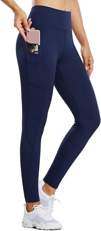 BALEAF Leggings térmicas mulher inverno impermeável leggings desportivas calças térmicas quentes calças caminhadas cintura alta malha desporto mulher com bolsos — Roupa aquecida