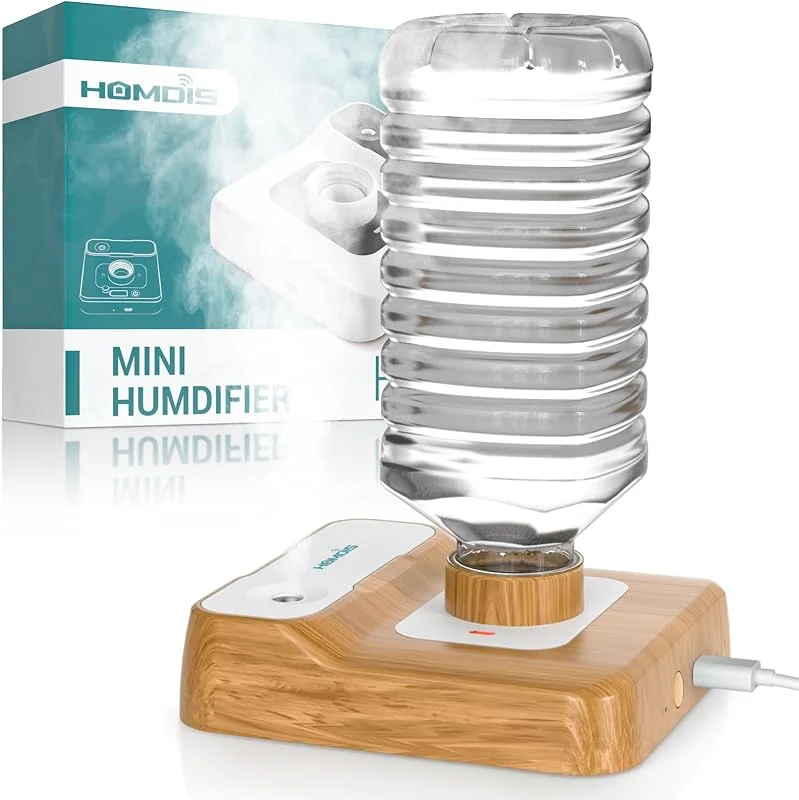 Humidificadores portáteis para viagens, mini humidificador pequeno com desligamento automático, luz noturna e bolsa de armazenamento para hotel, quarto ou escritório, humidificador de plantas
