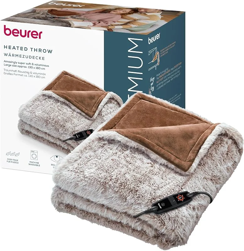 Beurer Manta eléctrica Arctic Brown, Extra Suave con diseño Reversible — Aquecimento