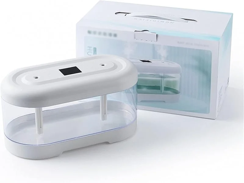 Humidificador de aire ultrasónico 2L, luz nocturna colorida, humidificador aromaterapia gran volumen, uso doméstico inalámbrico(White usb)