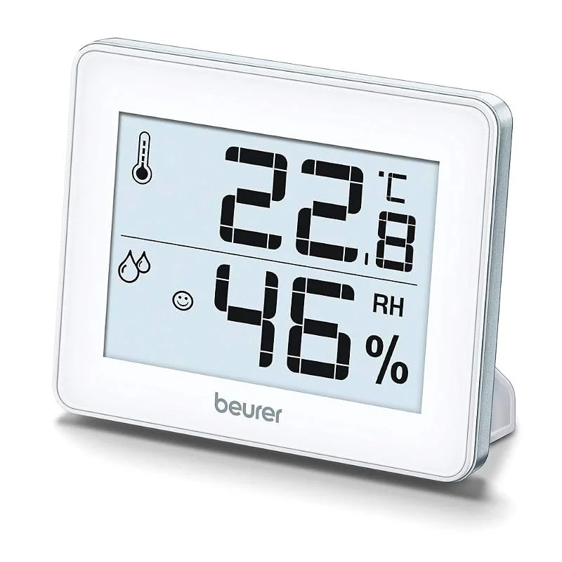 Beurer HM 16 Termómetro higrômetro digital térmico, controlo do clima da sala indicando a temperatura e a humidade para casa e casa, ecrã de smiley — Humidificador
