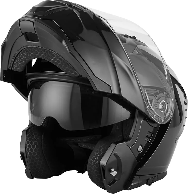 JDC Capacete de Moto Integral com Frente Abatível Modular - Viseira Dupla Retráctil ECE 22.06 - Lynx — Cuidados de rosto