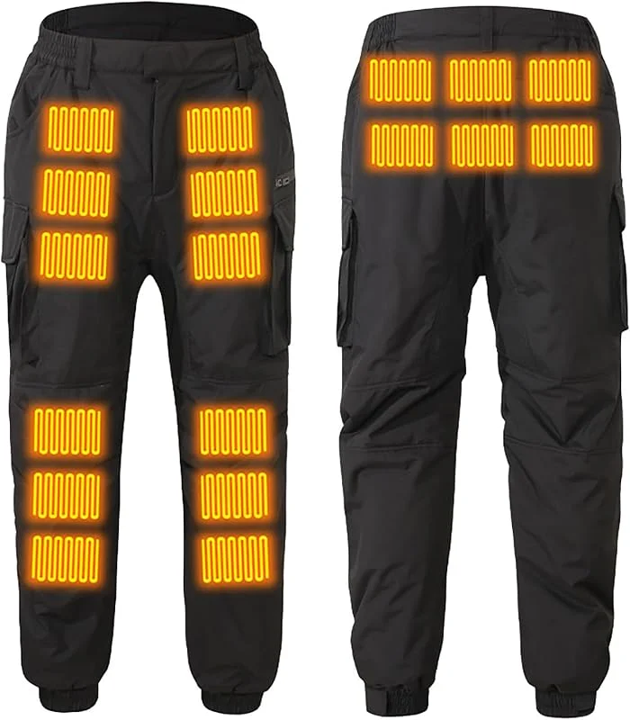 Pantalones de chándal térmicos para hombre y mujer, para exteriores, invierno, con función de calentamiento USB, cálidos, largos, con bolsillos, transpirables, para el frío y la elegancia — Roupa aquecida
