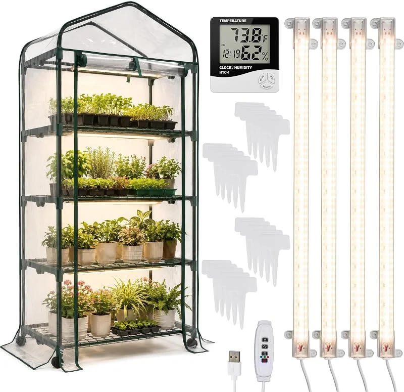 Pure Garden Estufa com luzes de cultivo para plantas de interior — Aquecimento