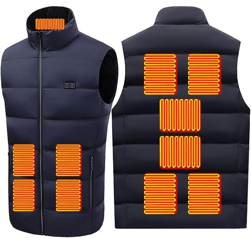 Chaleco calefactable eléctrico Inteligente Mejorado con 11 Zonas de Calor. Chaqueta calefactable Ligera for Camping y Actividades al Aire Libre (batería no incluida).(Bleu, M(50-55kg)) — Cozinha e lar