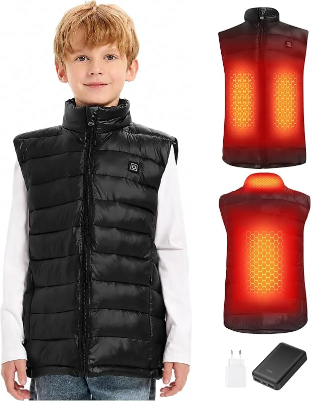 CYCYHEAT Colete aquecedor meninos e meninas 5 V 10000 mAh para inverno — Roupa aquecida