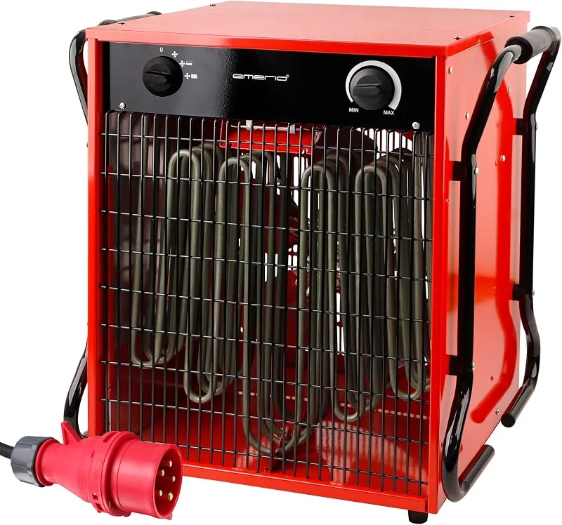 EMERIO FH-117330 Aquecedor de ventilador para salas de até 150 m², IP24, potência de 15000 W, elemento de aquecimento de aço inoxidável, 2 níveis de calor, termostato ajustável, proteção