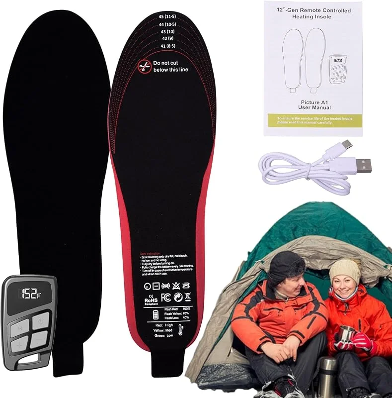 Plantillas Calefactables para Zapatos 3500mAh Insertos Térmicos con Control — Roupa aquecida