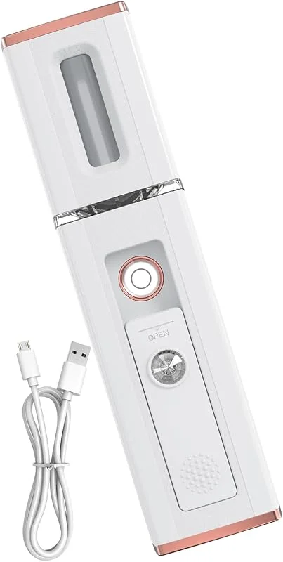 Medidor de pulverização facial, hidratante para o rosto para senhora, Spray facial elétrico recarregável Mister, Máquina humidificador de pele vaporizador de névoa de água fina portátil para viagem