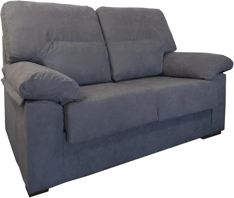 MUEBLIX.COM, Sofa molduras, 2 lugares, design para sala de estar moderna, confortável, armação de pinheiro galego, assentos de borracha espuma, cinzento — Humidificador