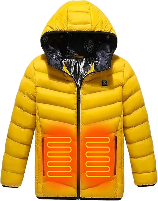 Chaleco calentado USB para hombre y mujer, chaqueta calefactada eléctrica, lavable con 3 niveles de calentamiento para esquí de pesca, senderismo (pilas no incluidas), amarillo, 170 cm — Cozinha e lar
