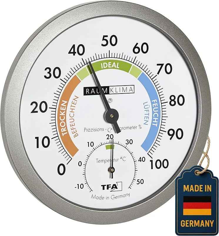 TFA Dostmann Termómetro higrómetro controlo de clima interior 45.2042.50 Made in Germany — Humidificador