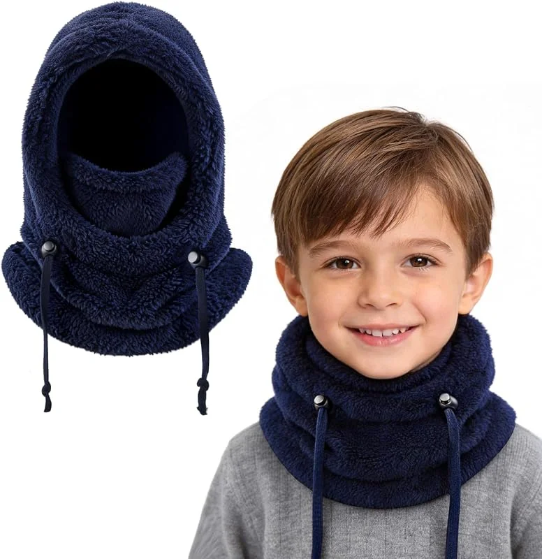 Balaclava térmico inverno para meninos meninas 3 - 10 anos, multifuncional à prova de vento ajustável máscara de esqui de ciclismo, chapéus gorro forro polar quente, aquecedor de pescoço máscara — Roupa aquecida