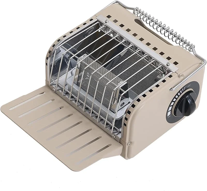 Calentador de camping portátil, calentador de butano de calefacción ajustable de 1200 W para exteriores con estante de calentamiento plegable para tienda de campaña, color caqui. — Cozinha e lar