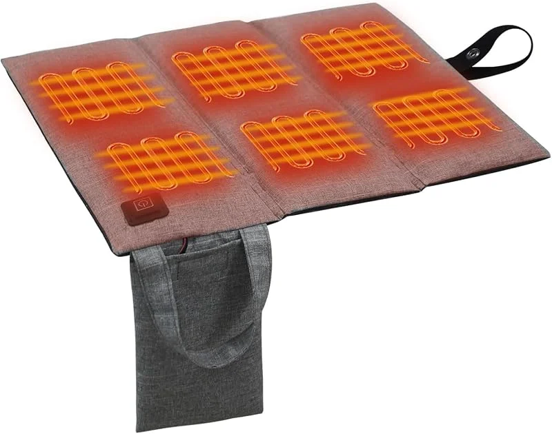 Qivine Coussin Chauffant com aquecimento USB, temperatura ajustável de almofada elétrica de 5 V, esteira de calor elétrica para cadeira de escritório (cinzento)