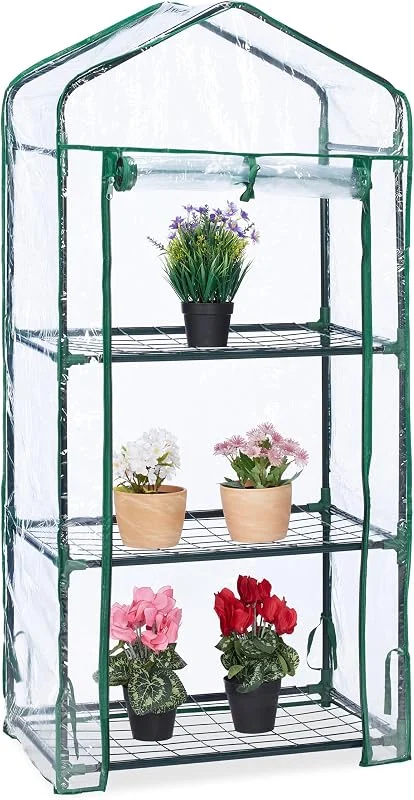 Relaxdays Estufa pequena varanda, 3 níveis, mini jardim urbano, 128 x 60 x — Aquecimento