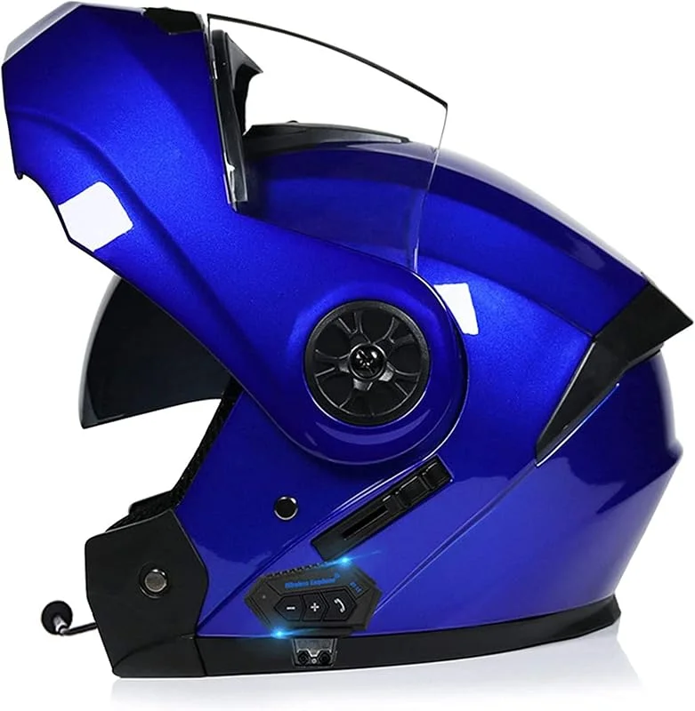 Capacete de motocicleta Bluetooth de tamanho grande certificado DOT, Bluetooth integrado, ouvir música, atender o telemóvel, capacete silencioso e respirável adequado para homens, F, M — Cozinha e lar