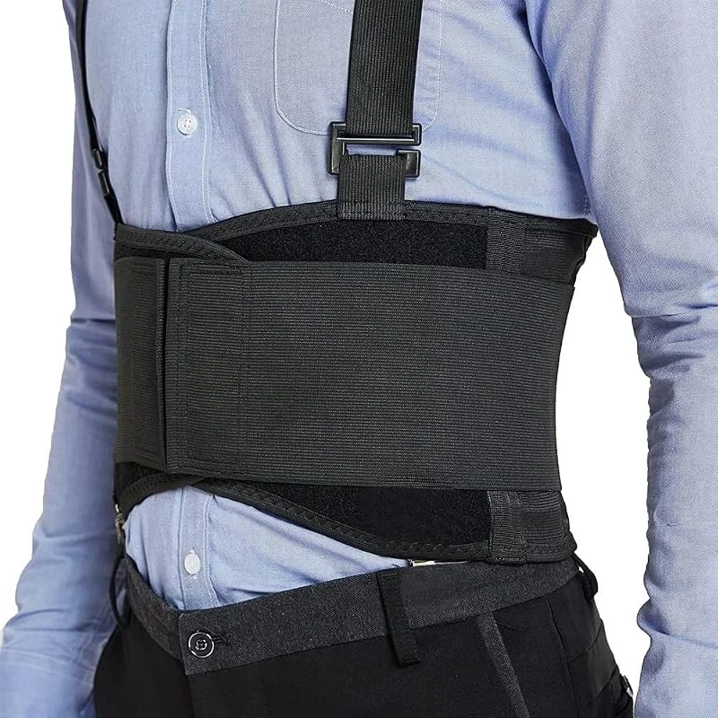 Faixa lombar reforçada para homem cinto de suporte lombar ajustável cinto de descompressão lombar para trabalho e exercício para aliviar a dor lombar suporte para elevar (XL) — Roupa aquecida