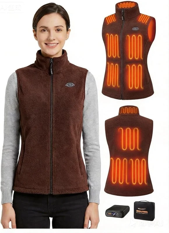 Topdot Colete quente para mulher, colete térmico com bateria de 7, 4 V 16000 mAh, 10 zonas de aquecimento, colete elétrico leve com 3 temperaturas para ciclismo, Preto, XXL — Roupa aquecida
