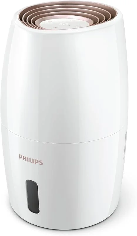 Humidificador Philips Serie 2000, Humidificación higiénica NanoCloud, 99, 97% menos bacterias, 200ml, h, Depósito de 2L, Ultra silencioso (33dB), 3 velocidades, Modo Auto&Noche, Blanco (HU2716, 10)