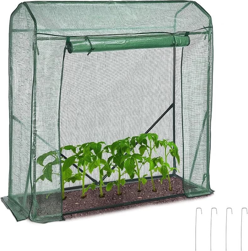 Relaxdays Estufa-tomates, 154 x 152 x 50 cm, ferro e malha de grelha de PE — Aquecimento