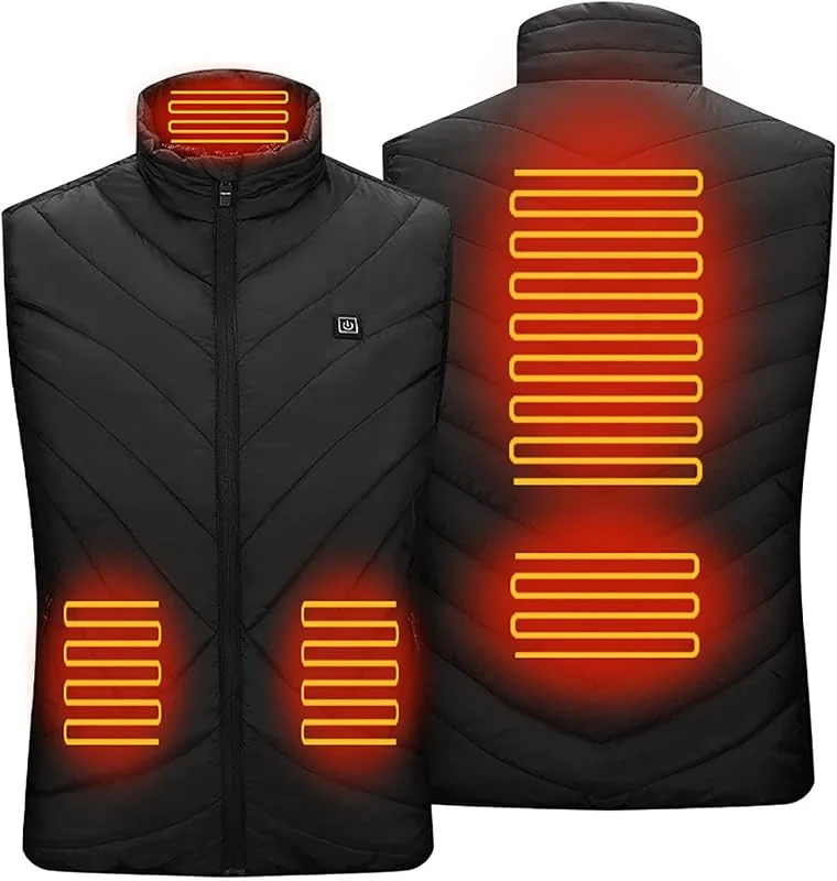 Chaleco calefaccionado para Hombre, Chaleco calefaccionado Invierno para Mujer, Chaleco calefaccionado 5 Zonas, Chaqueta térmica eléctrica (Negro XXL) — Cozinha e lar