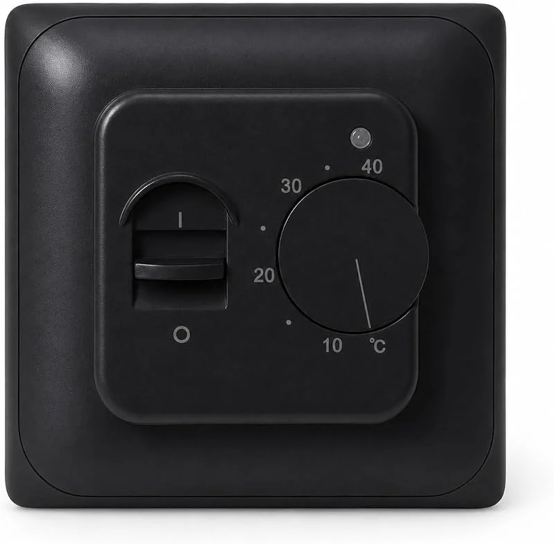 Termostato manual para aquecimento por piso radiante, preto