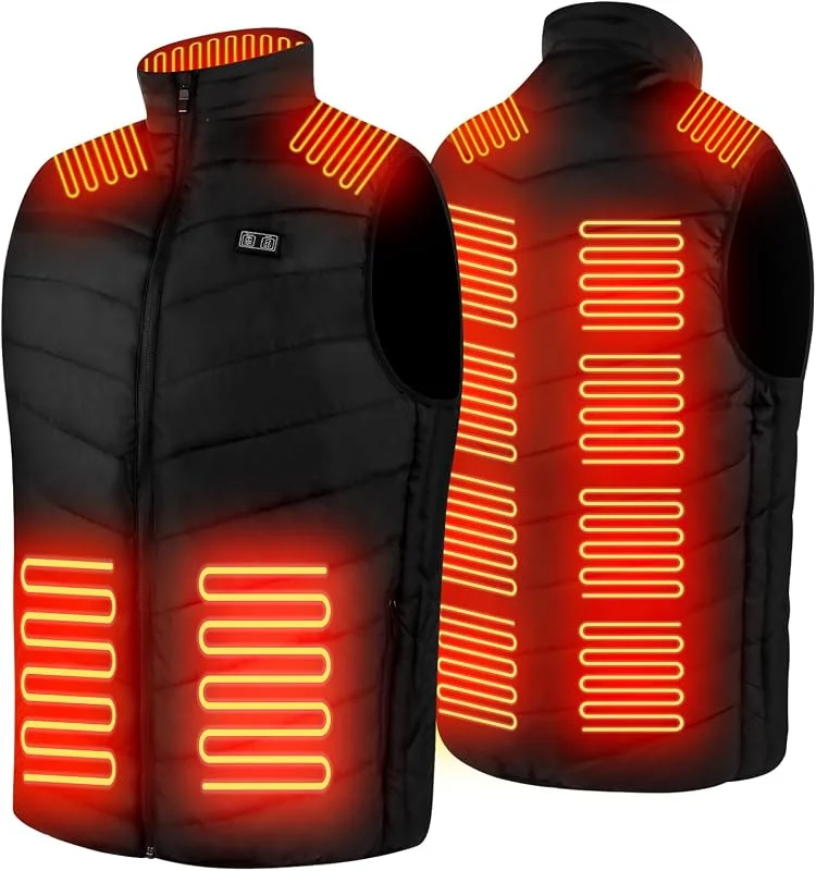 Chaleco térmico para hombres y mujeres, chaleco térmico con 13 zonas de calefacción, 3 niveles de calefacción, unisex, lavable, recargable por USB, calentador de cuerpo para pesca y esquí, XXXL — Roupa aquecida
