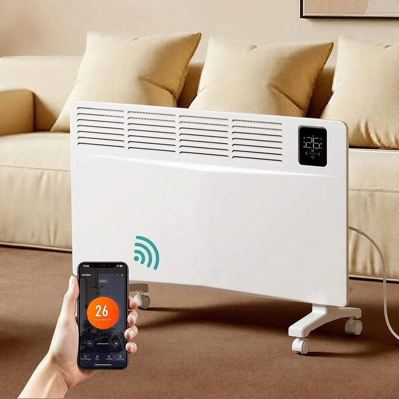 EMKE Smart - Aquecedor elétrico de baixo consumo (2000 W, convector elétrico com WiFi e controlo por aplicação, baixo consumo, suporte ou montagem na parede), cor branca — Aquecimento