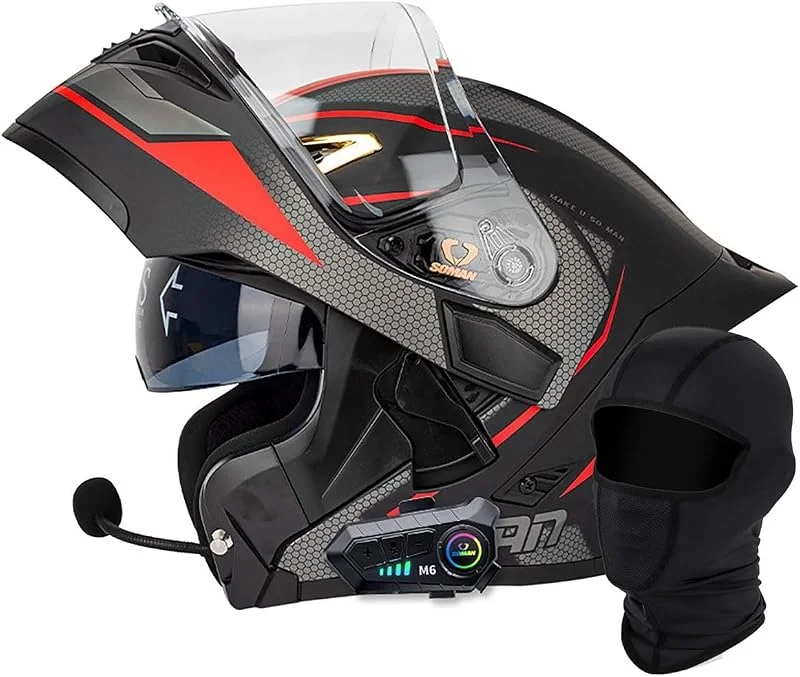 EBAYIN Capacete modular para moto com Bluetooth e viseira dupla, capacete integrado modular com Bluetooth homologado pela ECE e auriculares Bluetooth para homens e mulheres (E, L = (59 ~ 60 cm)) — Cozinha e lar