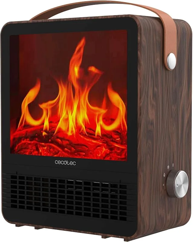 Cecotec Calefactor Cerámico de Sobremesa Bajo Consumo ReadyWarm 1500 Ceramic Flames. 1500W, Luz Efecto Llamas, Termostato Regulable, 2 Modos, Triple Sistema de Seguridad, Ideal para 15 m², Negro — Aquecimento
